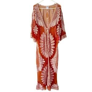NEW Siren Lily Womens XL Longline Embroidered Cardigan Maternity Kimono Boho